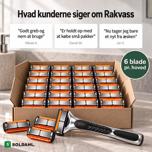 Hvad kunderne siger om Rakvass, æske med løse barberhoveder og håndtaget