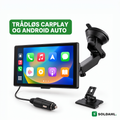 Soldahl Vejro trådløs 7-tommers bilskærm til CarPlay og Android Auto med sugekopsholder og holder til instrumentbrættet