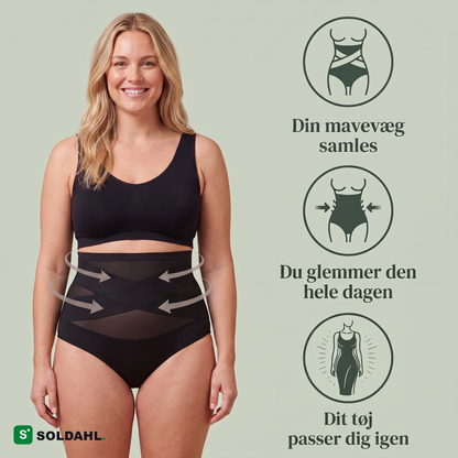 Sådan virker Bellina: krydsede 360-bånd samler maven, bliver siddende hele dagen