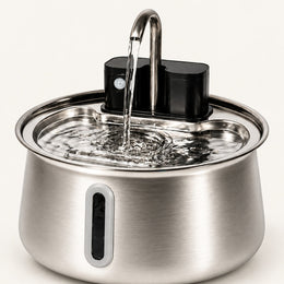 Soldahl® Ledningsfri kattevandfontæne i rustfrit stål med bevægelsessensor | 4 liter, oplades via USB