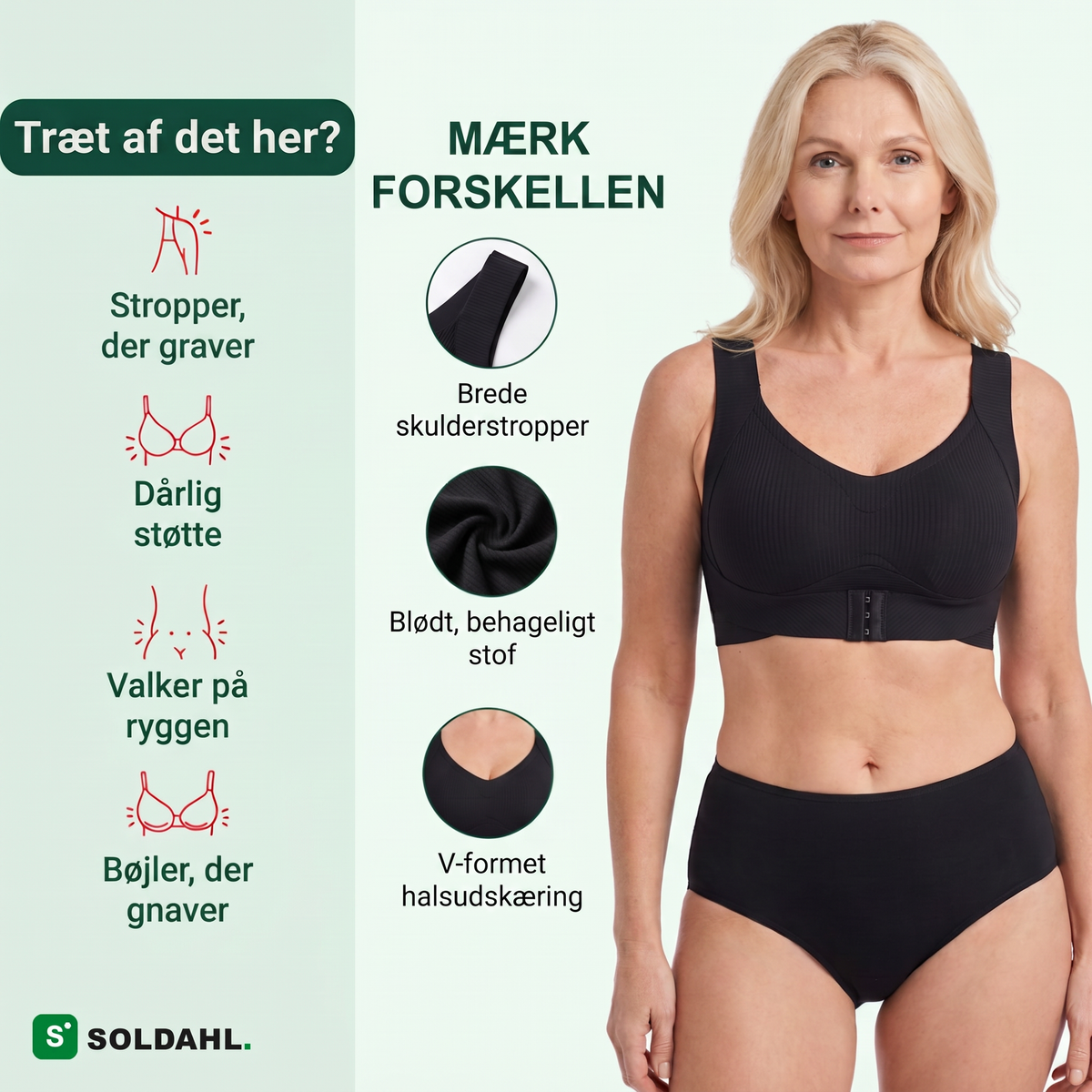 Mærk forskellen i forhold til en almindelig BH