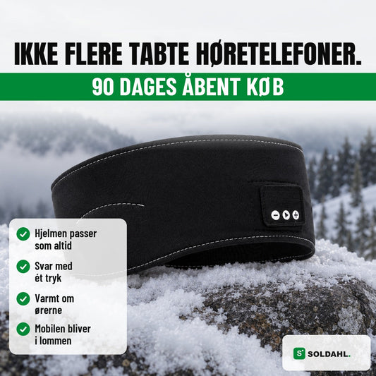 Soldahl Bluetooth-pandebånd på en snedækket sten: ikke flere tabte høretelefoner, 90 dages åbent køb