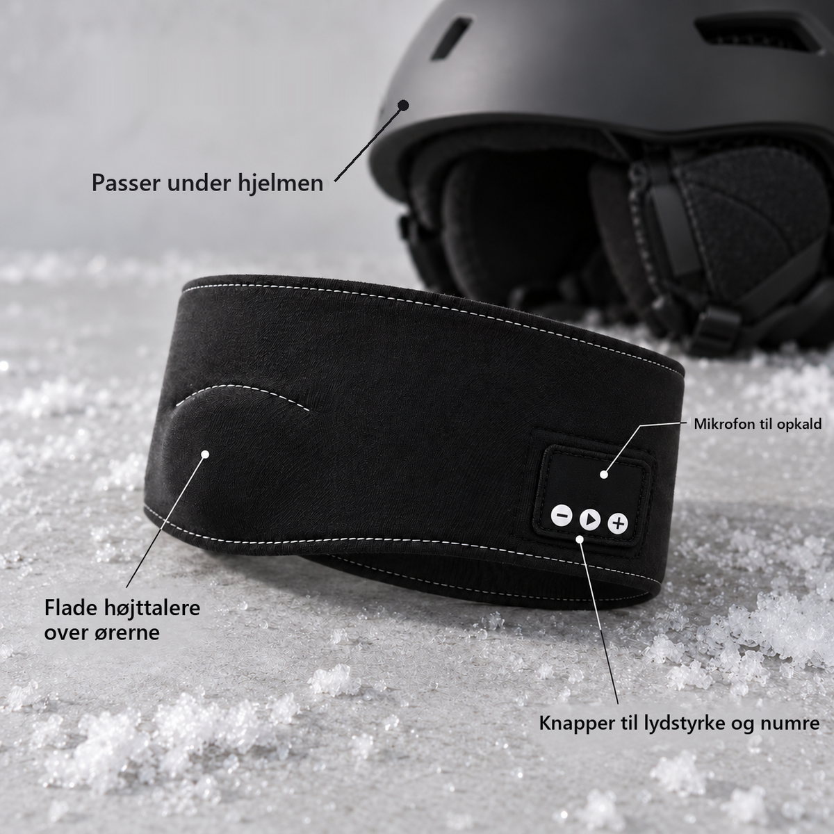 Soldahl Bluetooth-pandebånd med flade højttalere og mikrofon til skihjelmen
