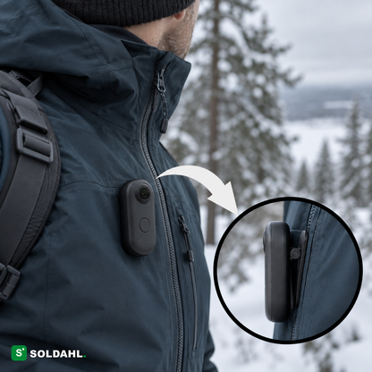 Soldahl Fånga på vinterjakken i sneen, magnetclipsen i detaljer