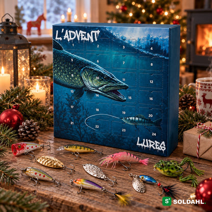 Fiskekalenderen i julestemning med kunstagn på bordet