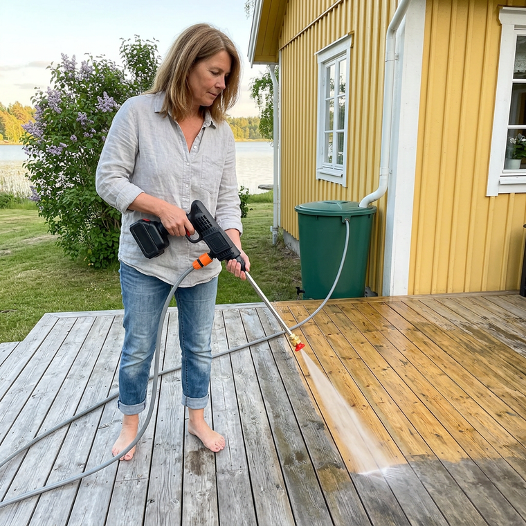 Sommerhuset og terrassen