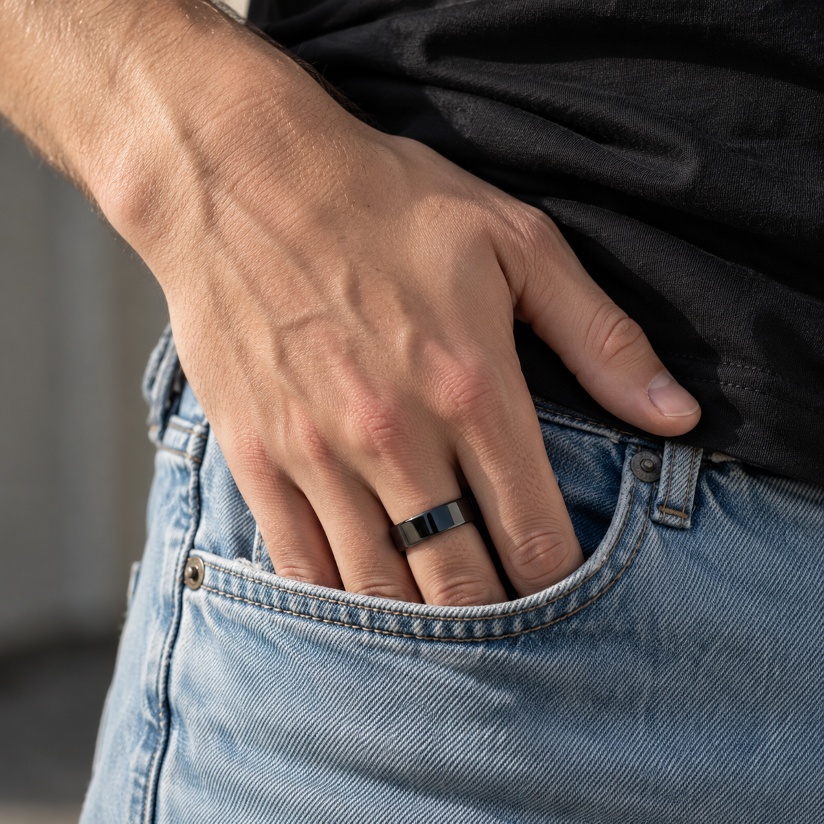Sort smart ring i hverdagen