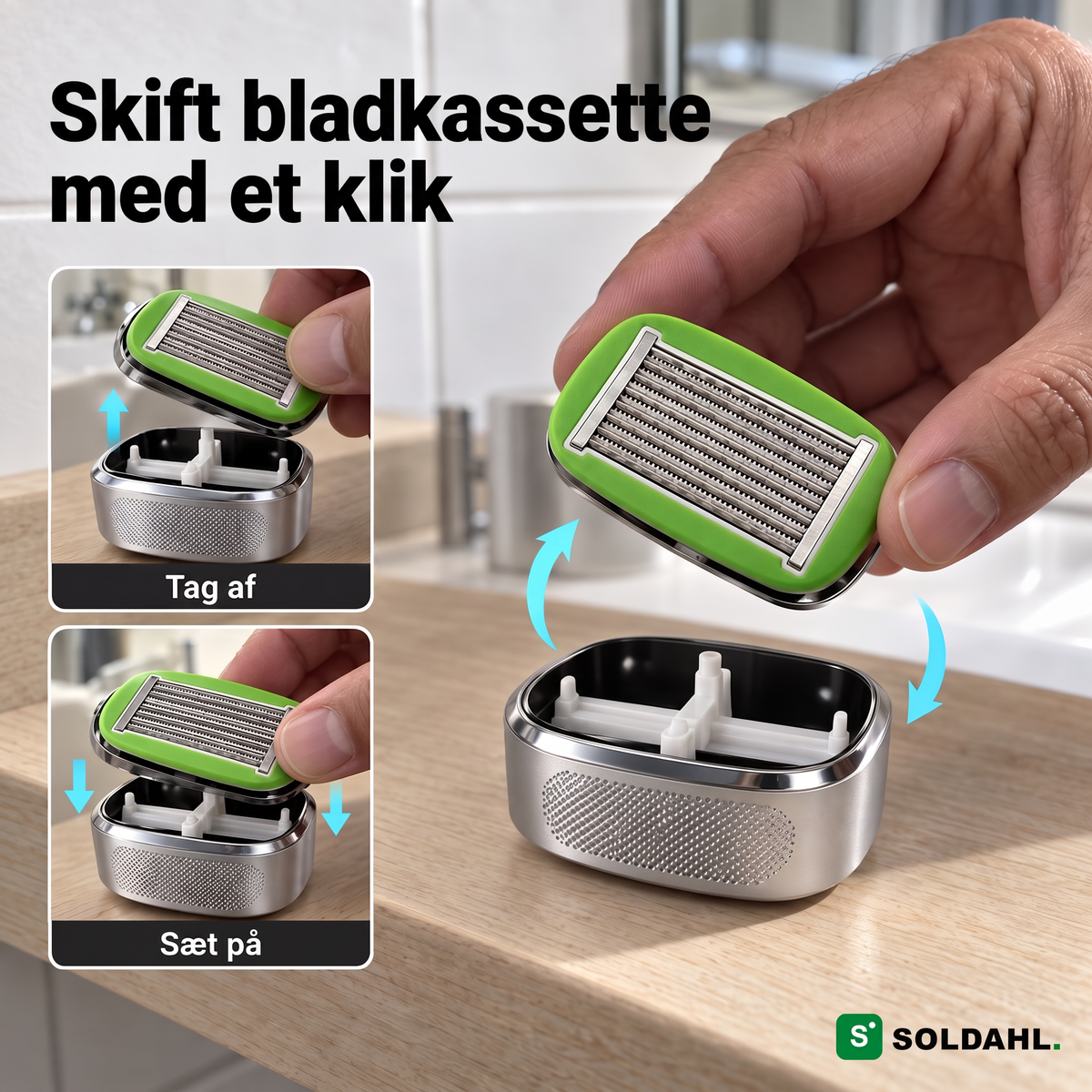 Skift bladkassette på Blankrak med et klik