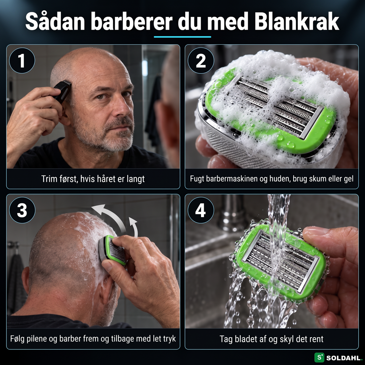 Sådan barberer du med Blankrak i fire trin