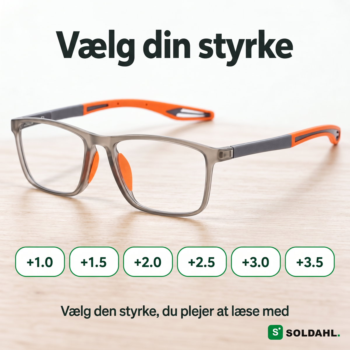 Bytfri læsebriller og de seks styrker fra +1.0 til +3.5