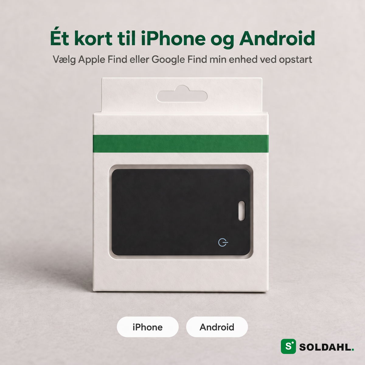 Umærket emballage med sporingskortet og etiketter til iPhone og Android