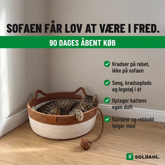 Instinktkorgen kattekurv i bomuldsreb med kat, sofaen kan blive i fred