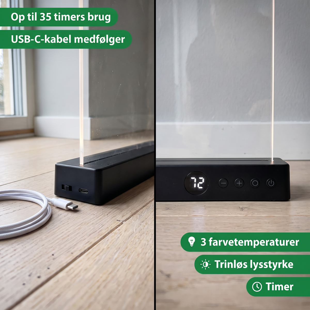 Soldahl Læsro nærbillede af basen med display, fire knapper og USB-C