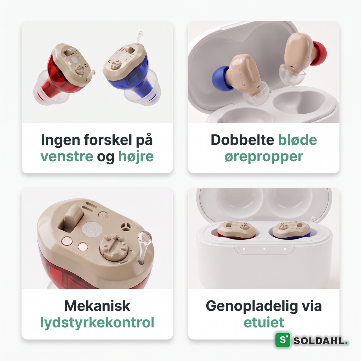 Funktioner: ingen forskel på venstre og højre, dobbelte ørepropper