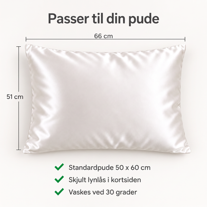 Målguide Soldahl Silkesro: 51 x 66 cm, passer til standardpude 50 x 60 cm, skjult lynlås, vaskes ved 30 grader