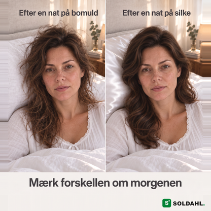 Mærk forskellen om morgenen: samme kvinde efter en nat på bomuld og efter en nat på Soldahl Silkesro