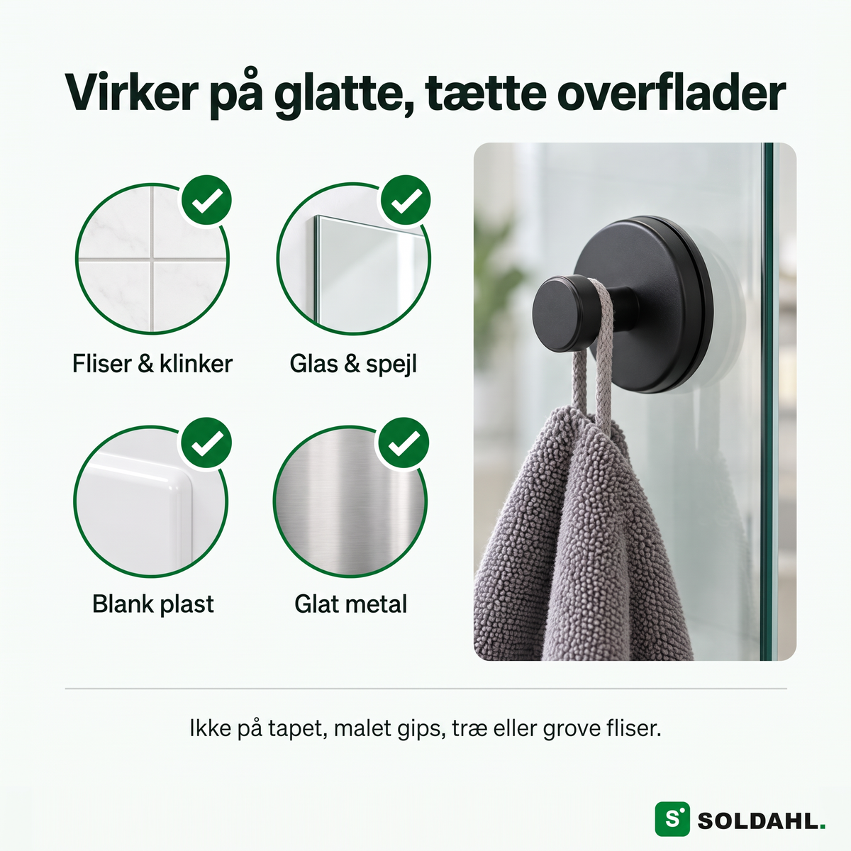 Kvarsitt virker på glatte, tætte overflader som fliser, glas og spejl