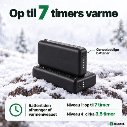 Batteritid op til 7 timer på laveste varmeniveau