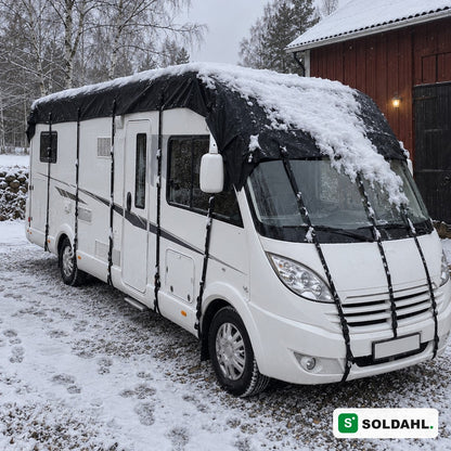 Tagbeskyttelse med sne på autocamper om vinteren