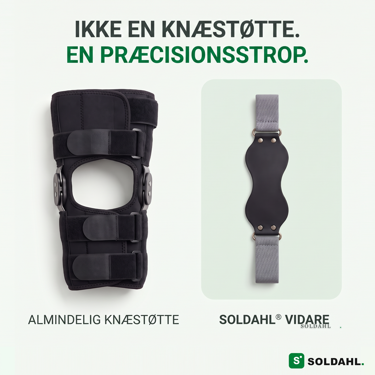 Vidare sammenlignet med en almindelig knæstøtte